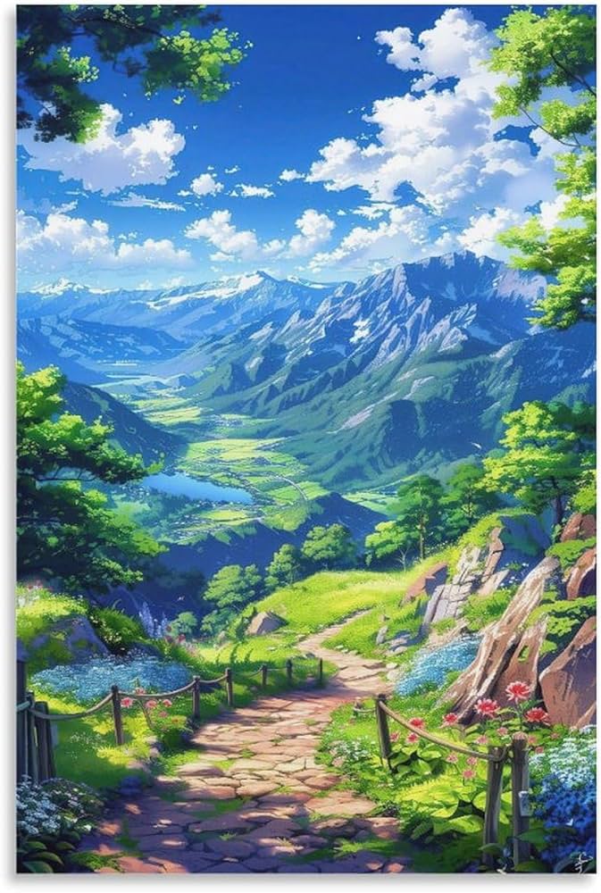 Amazon.co.jp: ポスター 山 自然 風水 絵 山の絵 緑の絵 玄関 開運