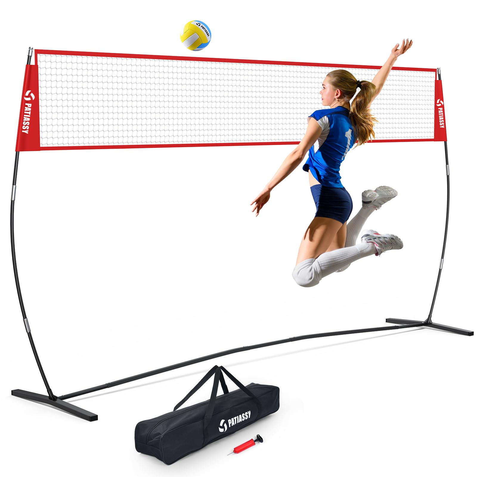 Amazon | Patiassy 14フィート 自立式バレーボール練習ネット 屋内