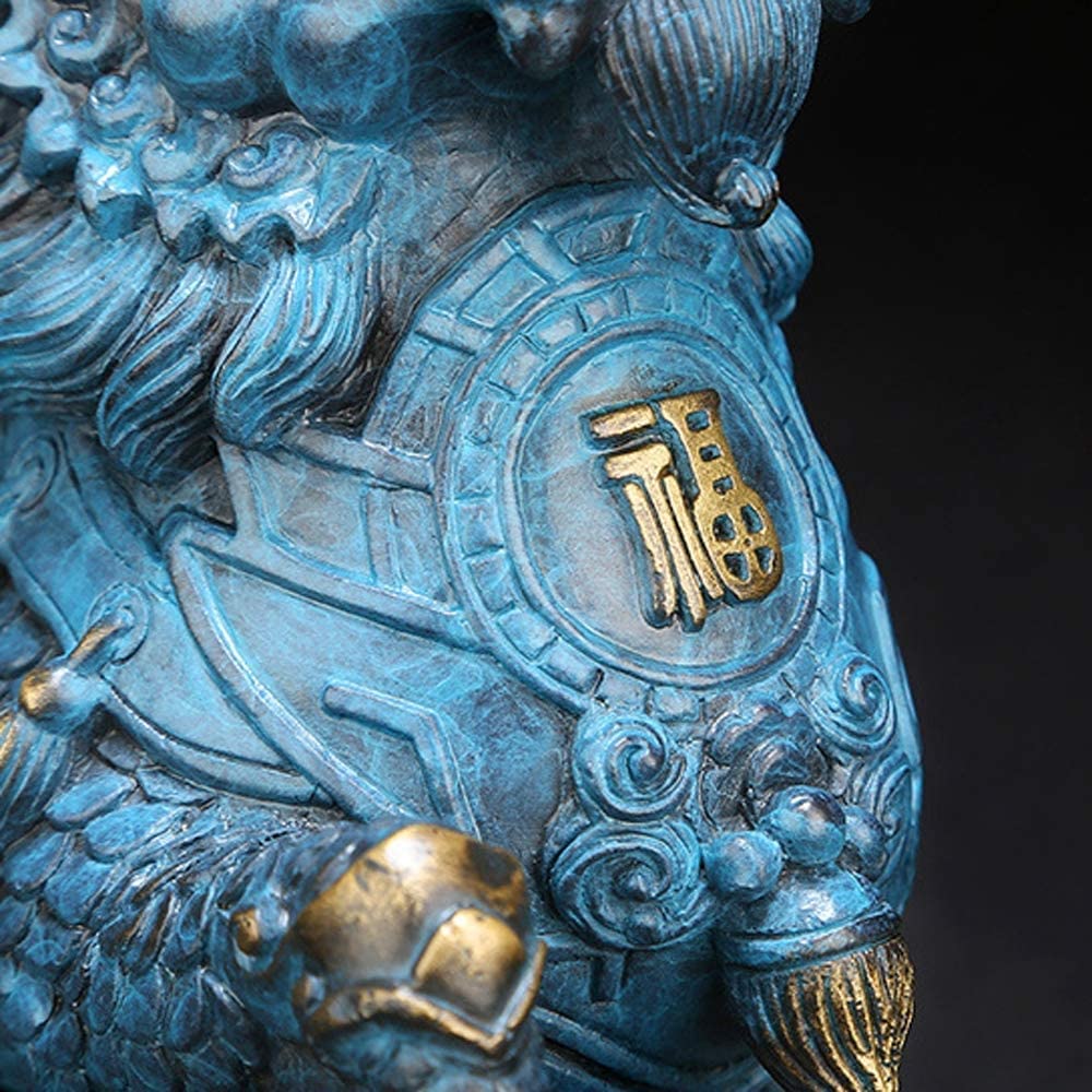 Amazon.co.jp: 麒麟/麒麟青純銅守護像、家庭やオフィスのための中国の