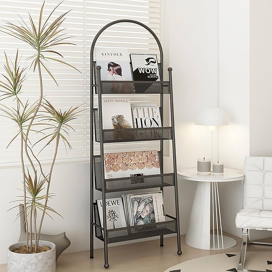 Amazon.co.jp: マガジンラック スリム 4段 マガジンスタンド 本棚 雑誌