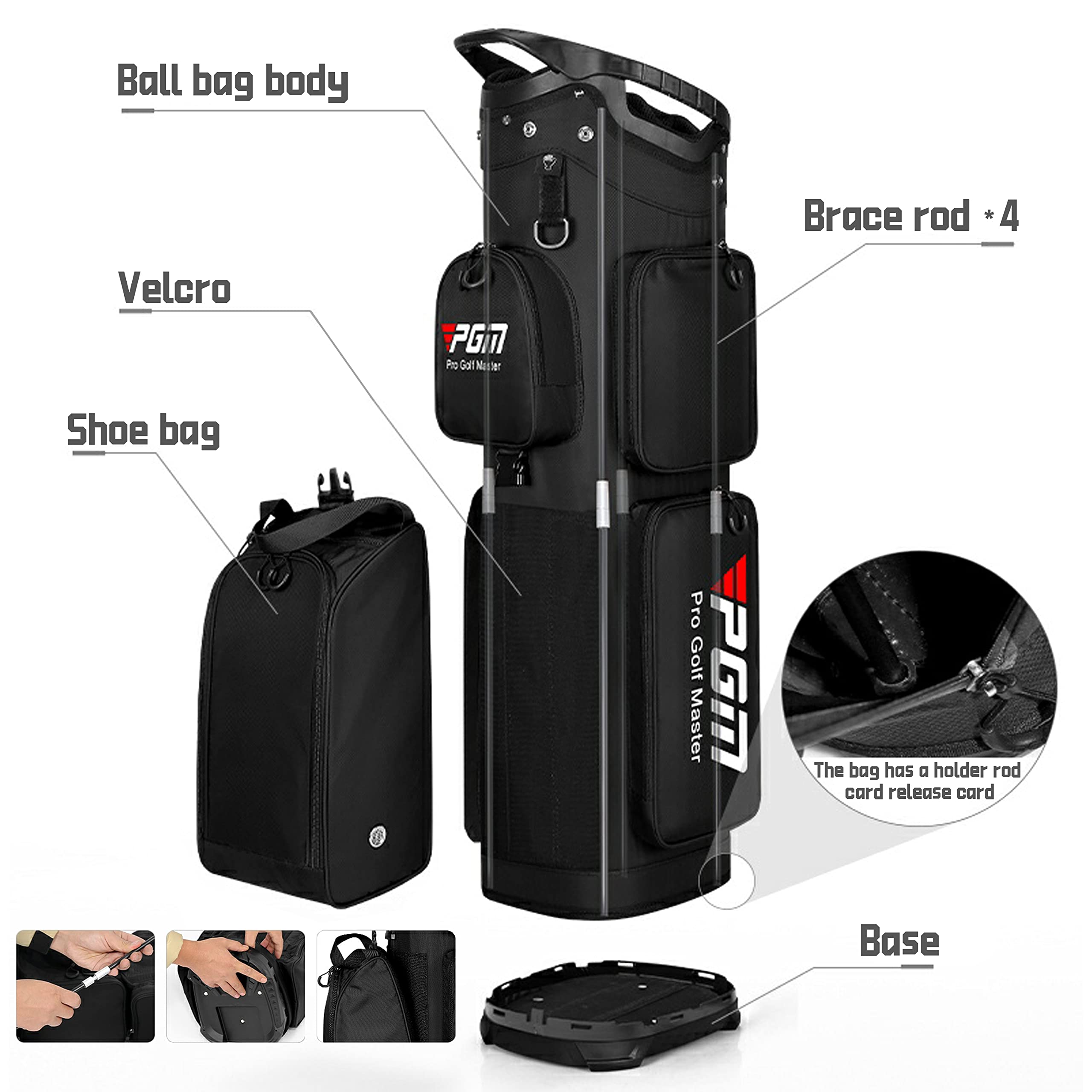 Amazon | PGMゴルフバッグ、折りたたみ式ゴルフカートバッグ、仕切り14