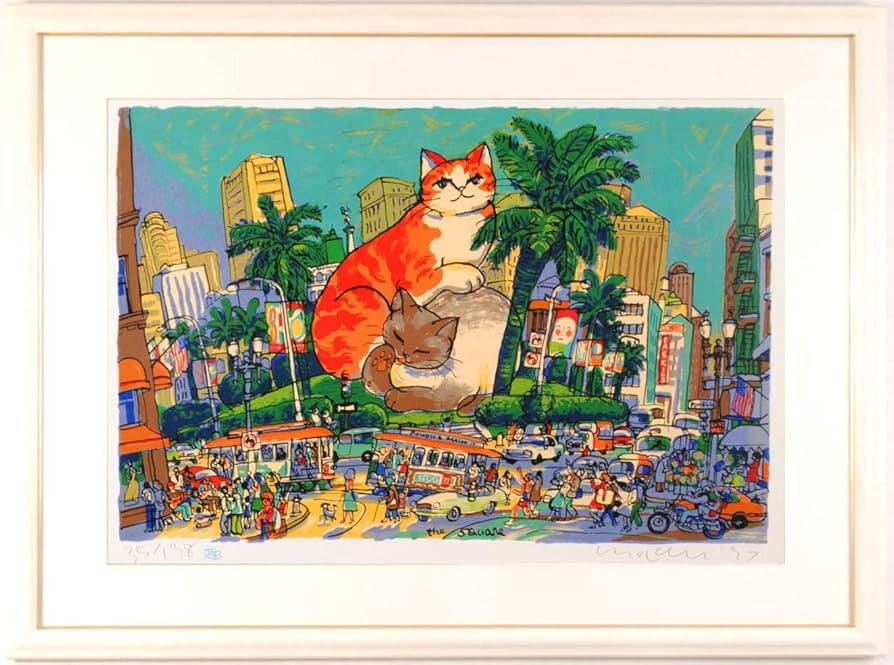 Amazon.co.jp: マイケル・ルー ユニオンスクエア ポップアート 絵画 猫