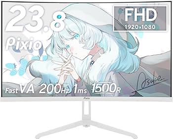 Amazon.co.jp: Pixio PXC248 Wave White ゲーミングモニター 白