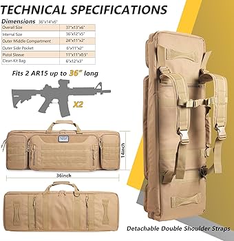 36 inch Double Long Gun Bag Nylon 1000D Soft Case Backpack Rifle