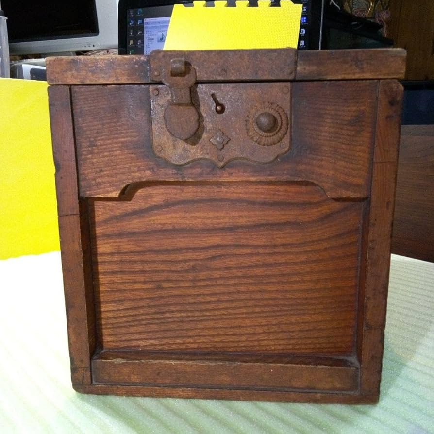 Amazon.co.jp: 銭箱 木製 収納箱 アンティーク レトロ 古民具 賽銭箱