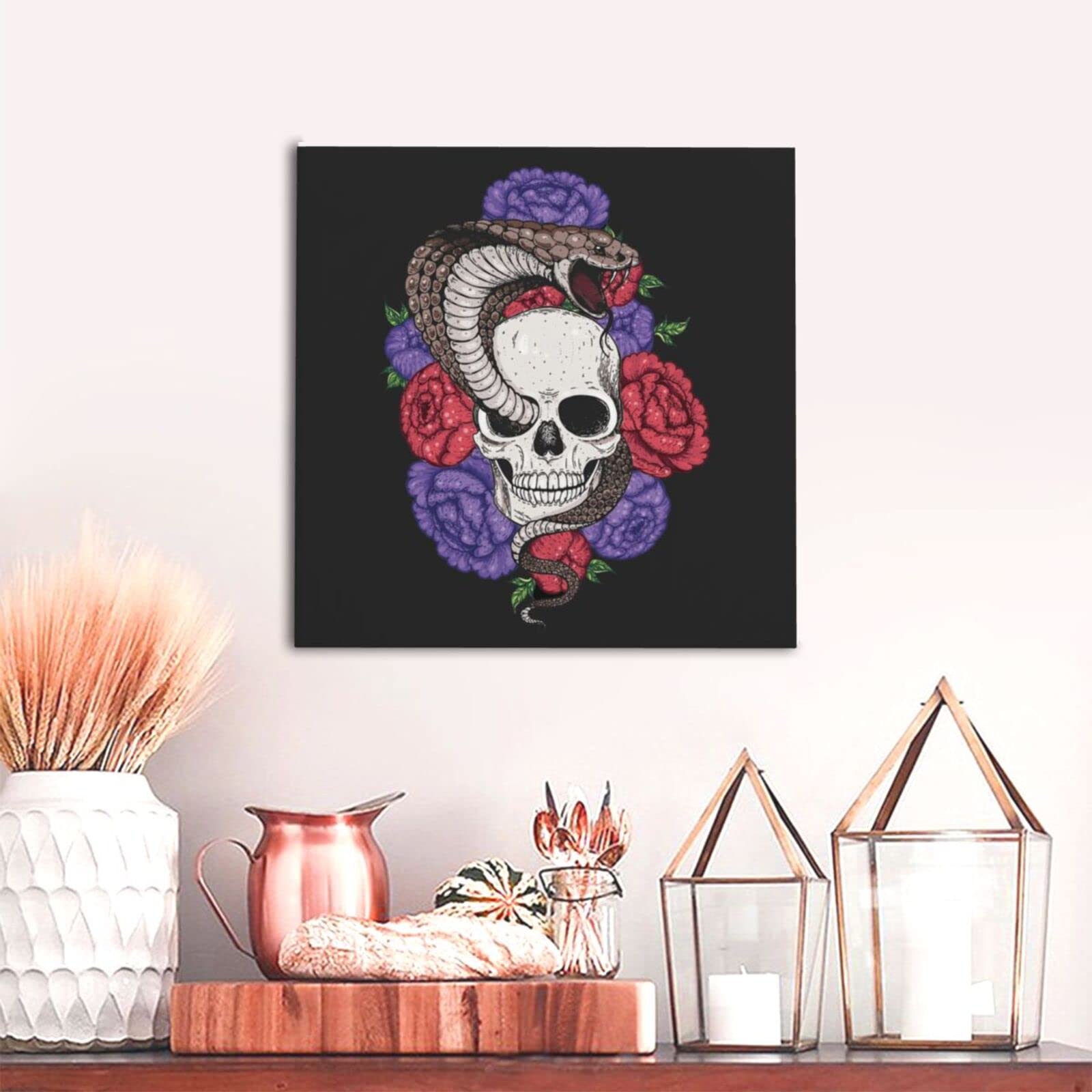 Amazon｜スカル 髑髏 蛇 アートパネル アートフレーム キャンバス絵画