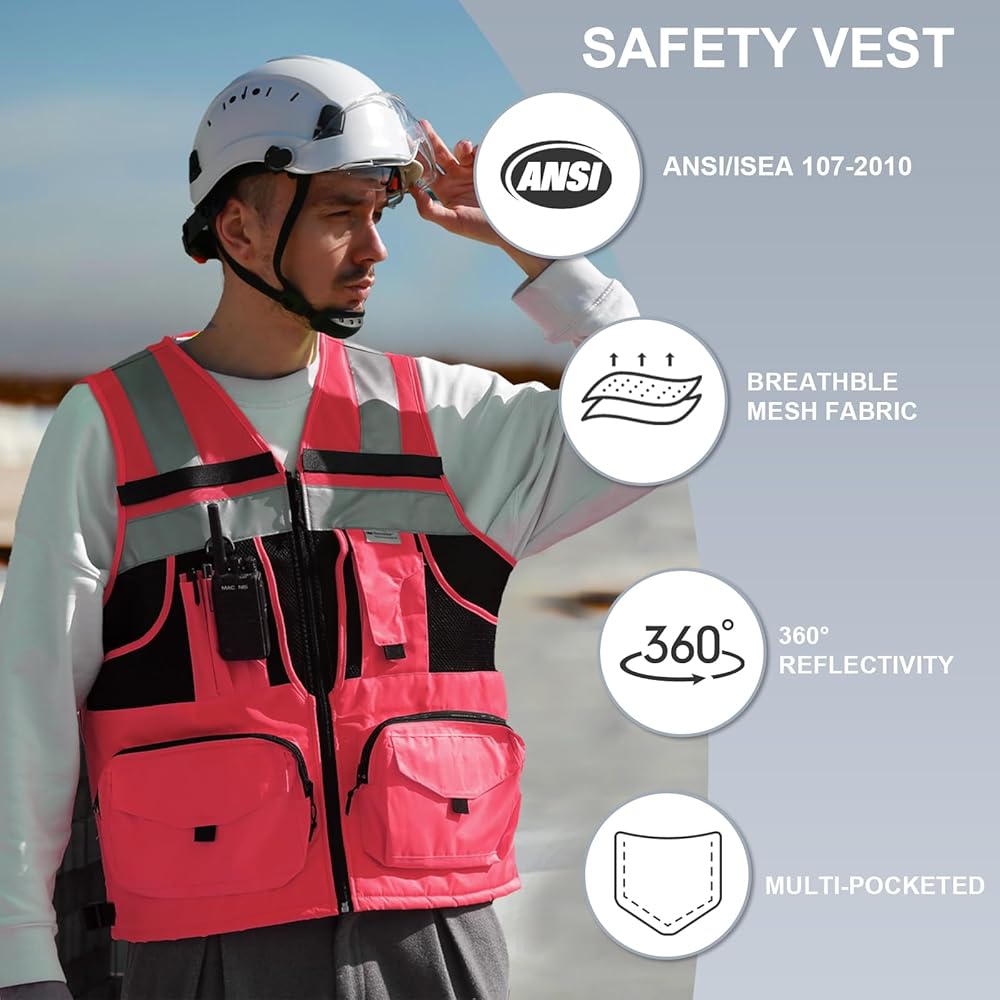 SMASYS High Vis Safety Vest with 3M Reflective Tapes, Waterproof