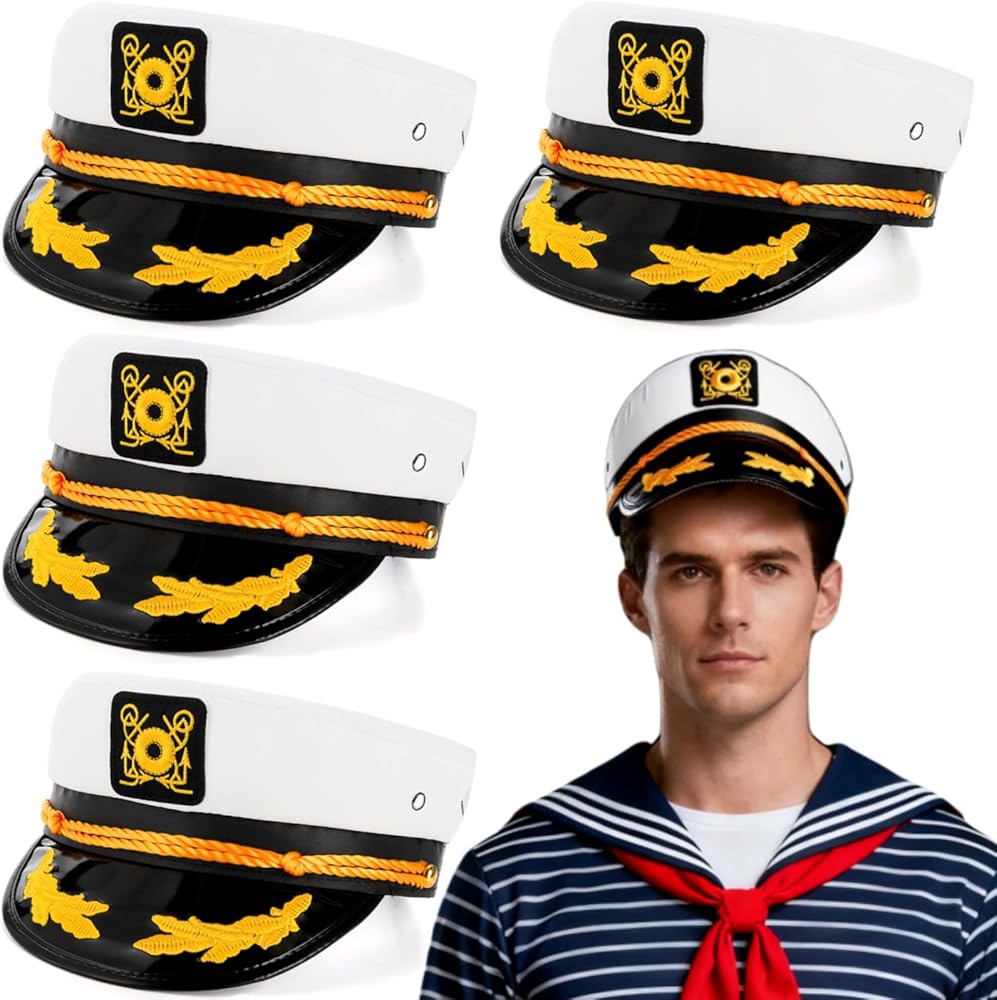 Amazon.com: Pumtus 4 Pack Captain Sailor Hats, Adjustable Yacht