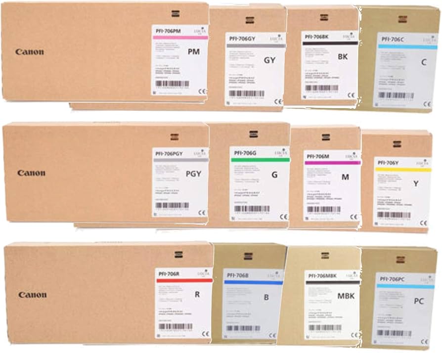 Amazon.co.jp: Canon Completeセットof 12 pfi-706 700 mlインクタンク