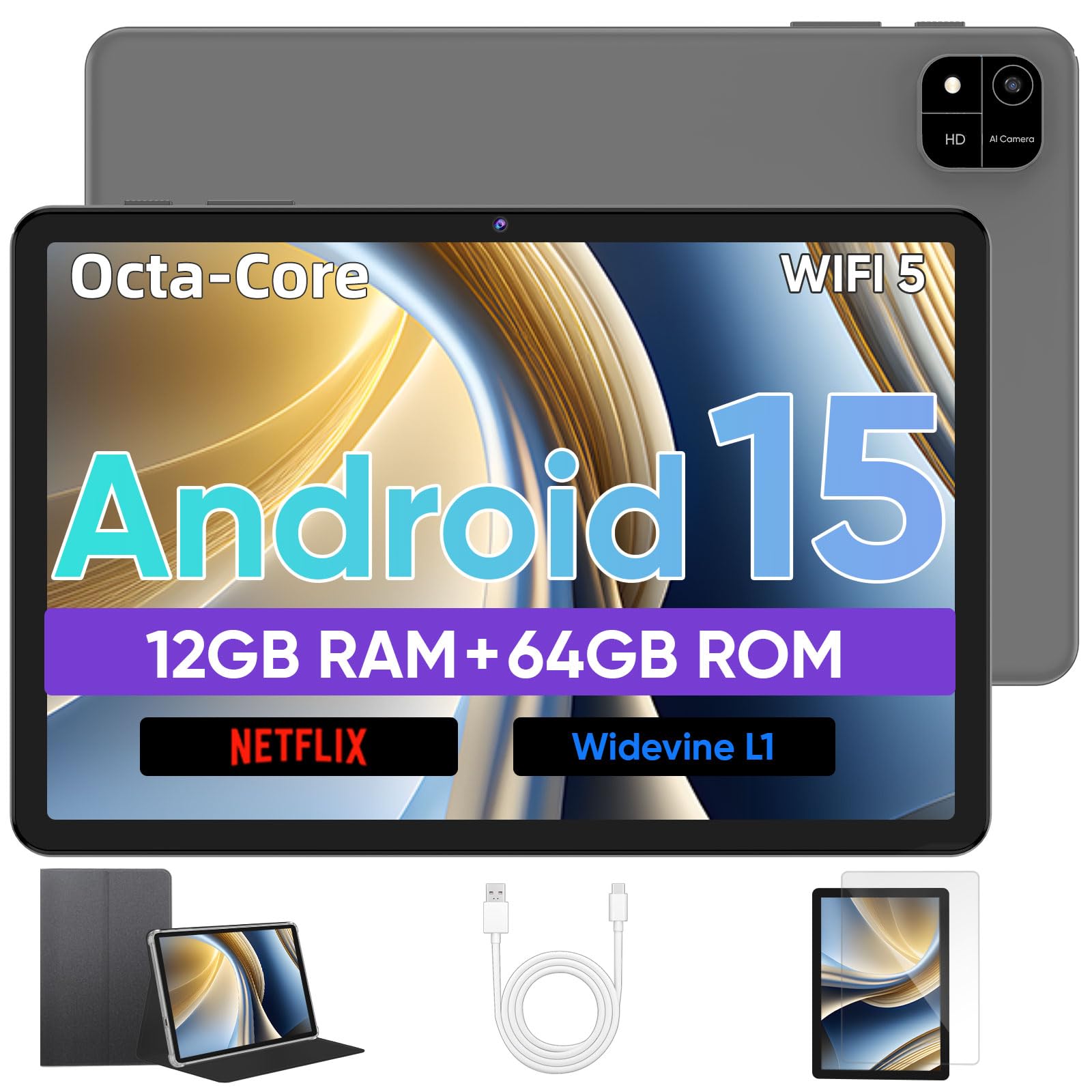Tablet Android 15, tablets de 10 polegadas com processador Octa