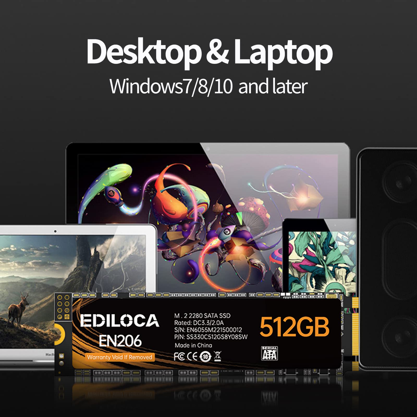 Amazon.com: Ediloca EN206 512GB 3D NAND TLC M.2 SSD, M.2 2280 SATA