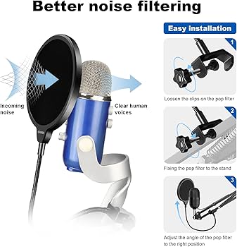 Amazon.com: Aokeo Professional Microphone Pop Filter Mask Shield