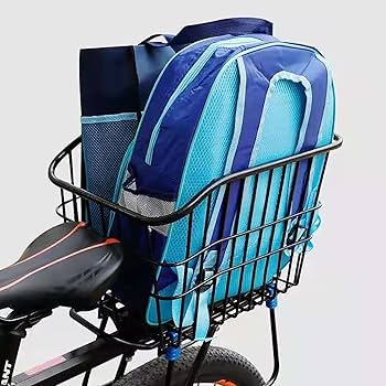 Amazon | 自転車 カゴ 後ろ 固定式 後ろバスケット 軽量 黒 リア