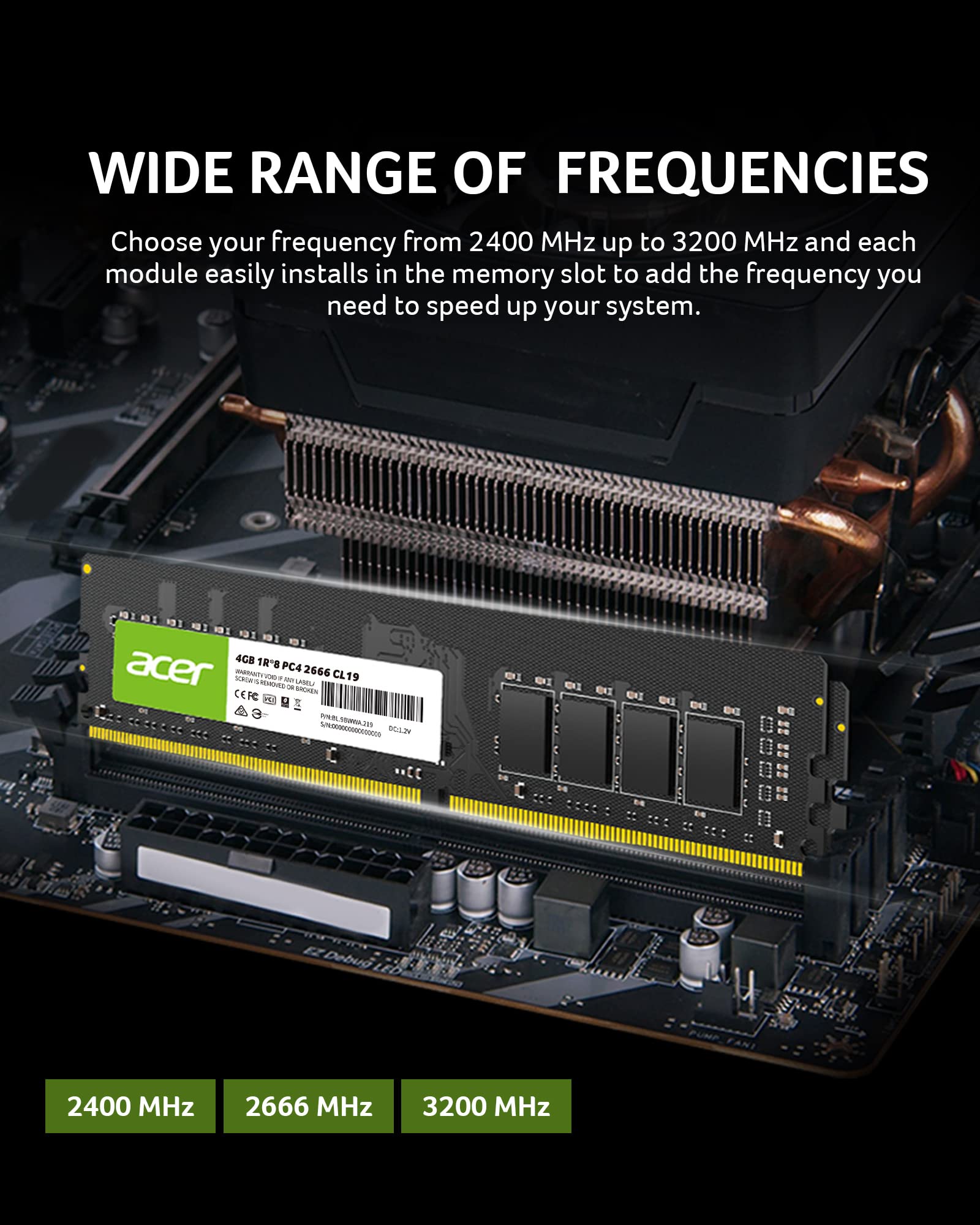 Acer UD100 4GB Single RAM 2666 MHz DDR4 CL19 1.2V Desktop Computer