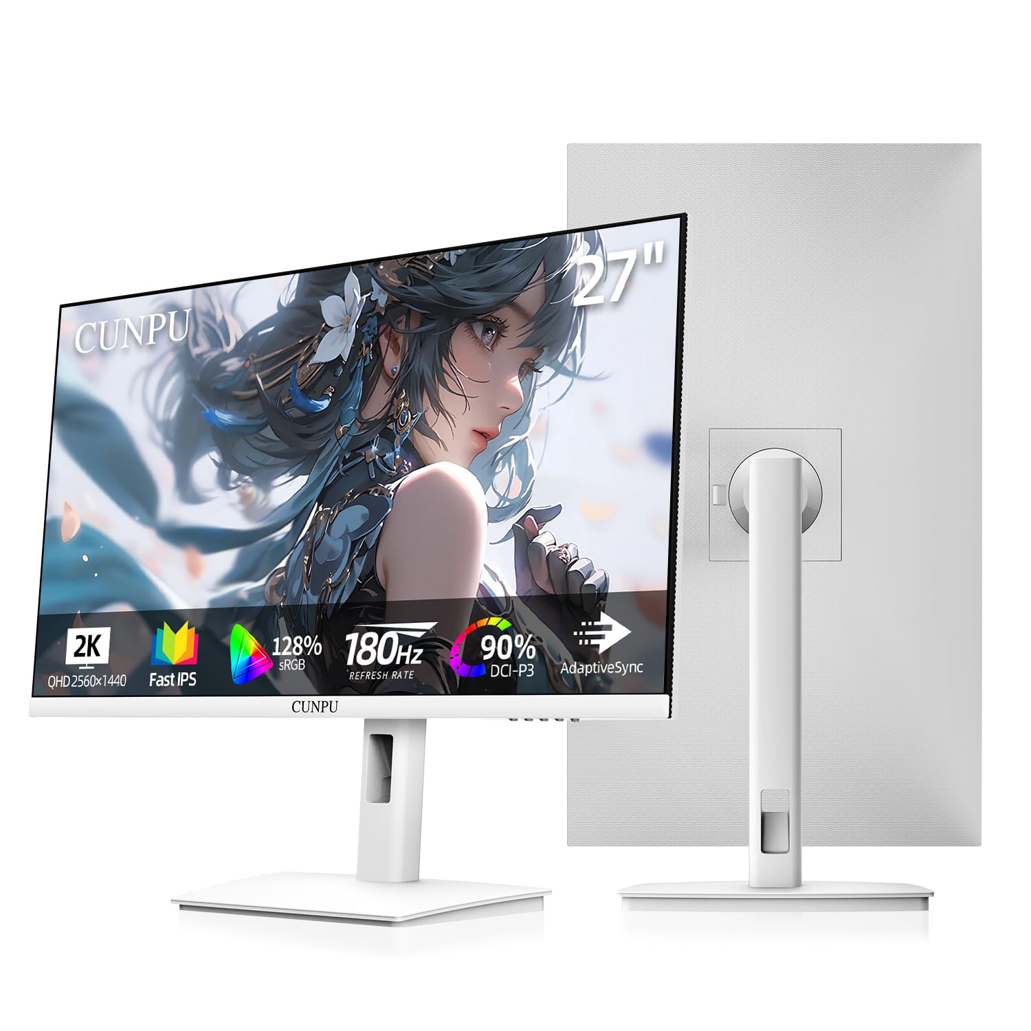 Amazon.com: CUNPU 27 Inch White 180/200Hz Gaming Monitor, QHD