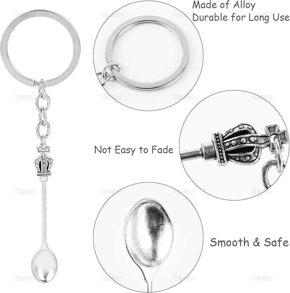 Amazon.co.jp: AUEAR 2パック 小さなスプーンキーホルダー シルバー