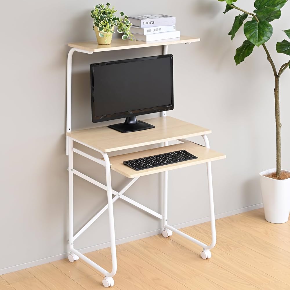 Amazon.co.jp: 山善(YAMAZEN) パソコンデスク コンパクト (上棚