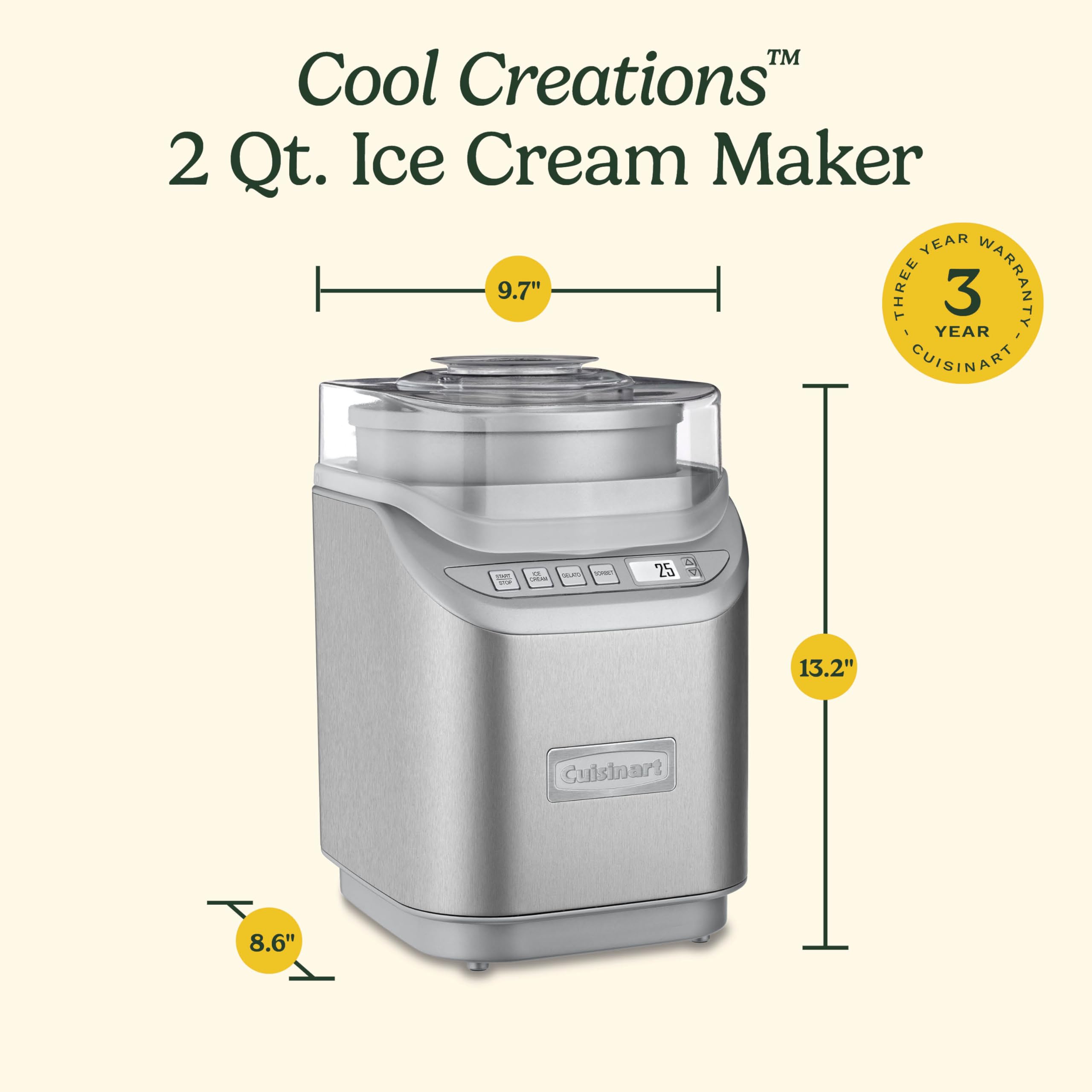 Amazon.com: Cuisinart Ice Cream Maker Machine, 2-Quart Stainless