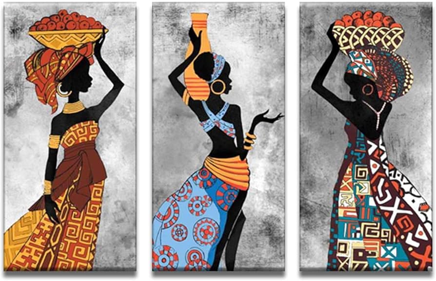 Amazon.co.jp: アフリカの民族の部族の芸術の絵画黒人女性の踊る