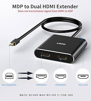 Amazon.co.jp: Mini DisplayPort to デュアル HDMI 4K@60Hz MDP 1.2 to