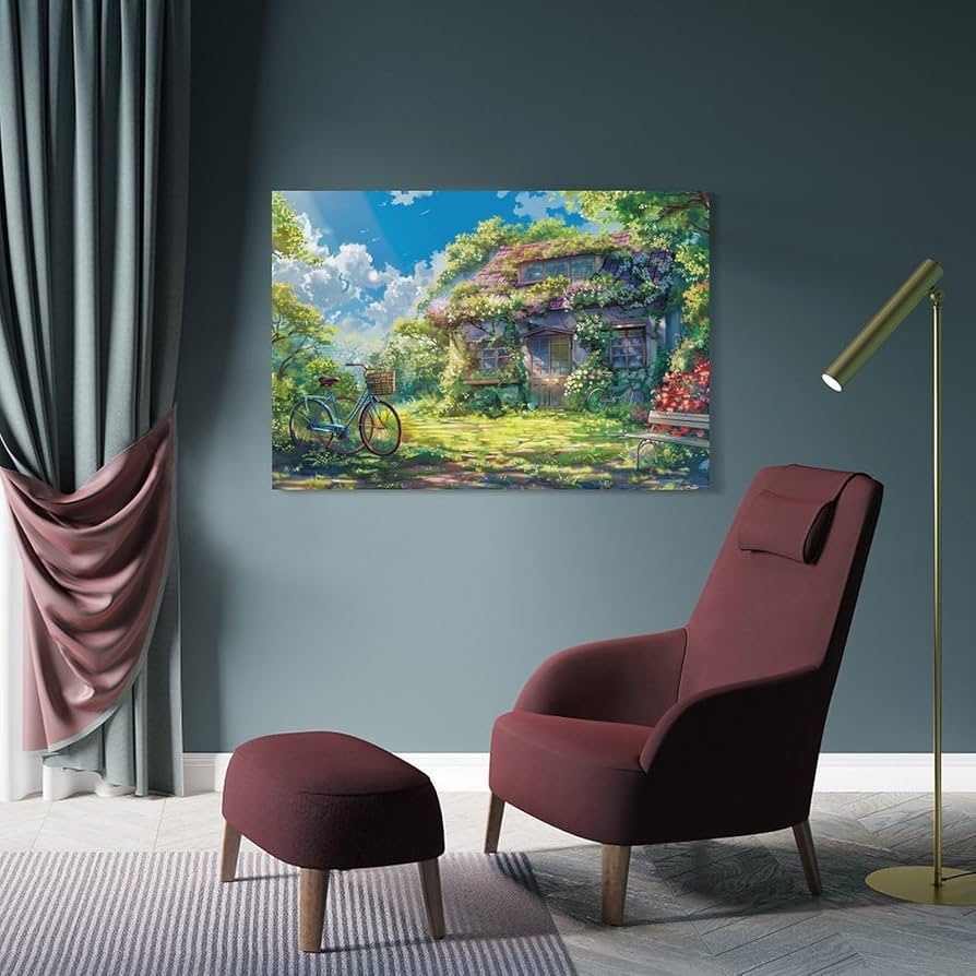 油絵 菅家令子 絵画インテリア額付( 青緑＋金色の枠 )uF6-061004果物