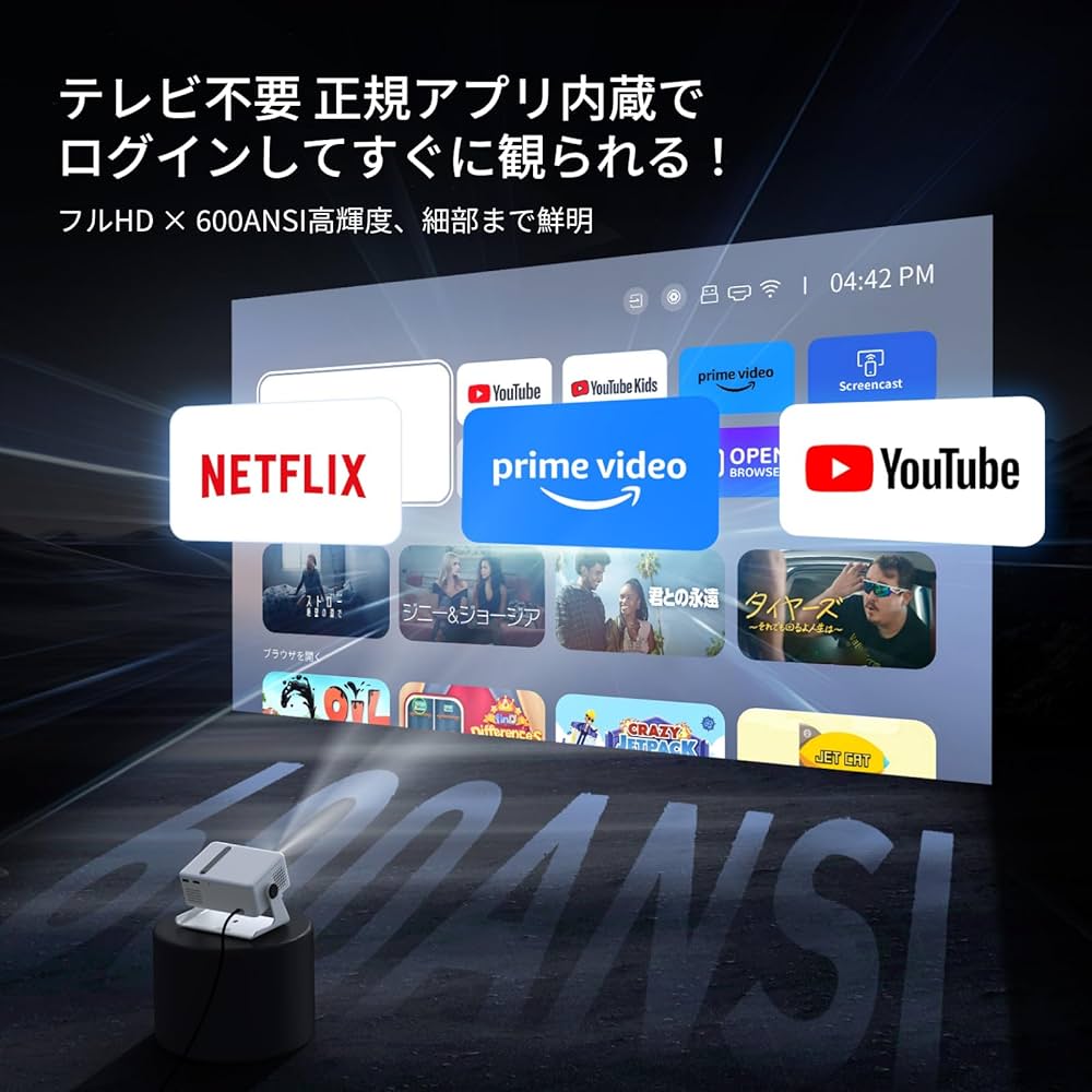 Amazon.co.jp: プロジェクター家庭用 小型 天井 静音【Netflix・Prime