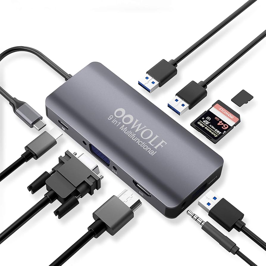Amazon.co.jp: USB C ハブ アダプタ OOWOLF 9-in-1 Type c ハブ 4K
