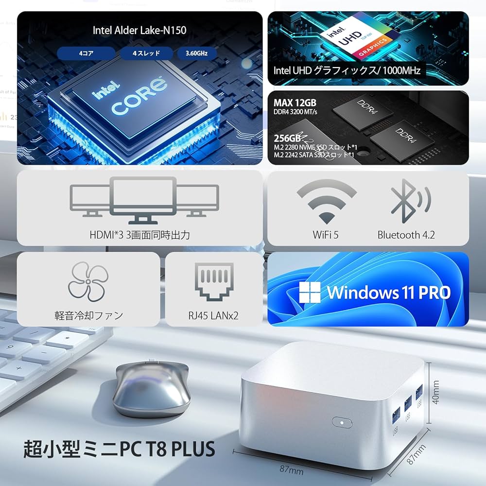 Amazon.co.jp: ミニPC 第12世代インテルAlder Lake-N150 T8P Windows11