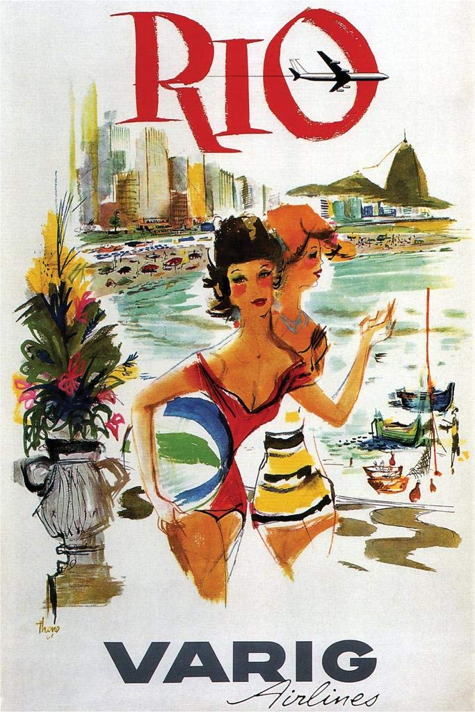 Amazon.com: Rio de Janeiro Brazil Varig Airlines Vintage Travel
