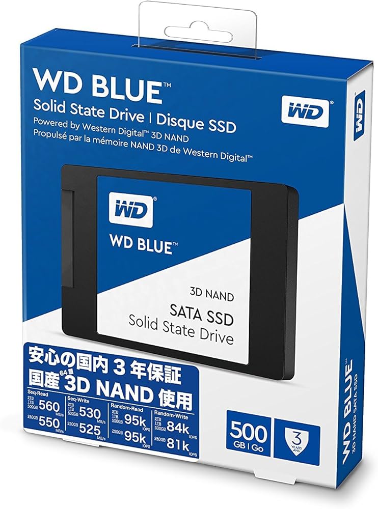 Amazon | WD 内蔵SSD 2.5インチ / 500GB / WD Blue 3D / SATA3.0 / 5年