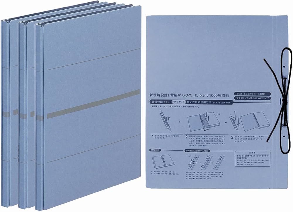 Amazon | プラス フラットファイル A4縦 2穴 セノバス 3冊+替表紙1枚綴