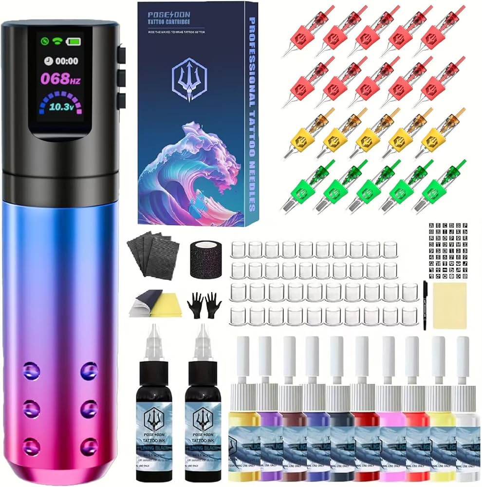Amazon.com: POSEIDON Wireless Tattoo Gun Kit for Beginners