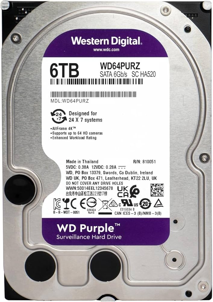 WD Purple 6TB Surveillance 3.5