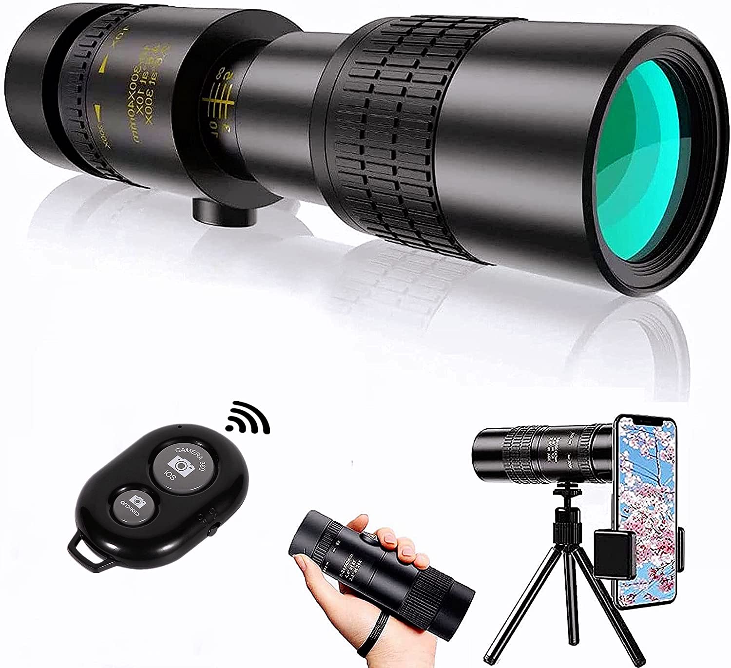 Amazon | 高倍率 100倍 防水霧 単眼鏡 高倍率 望遠鏡 10-300x40望遠鏡