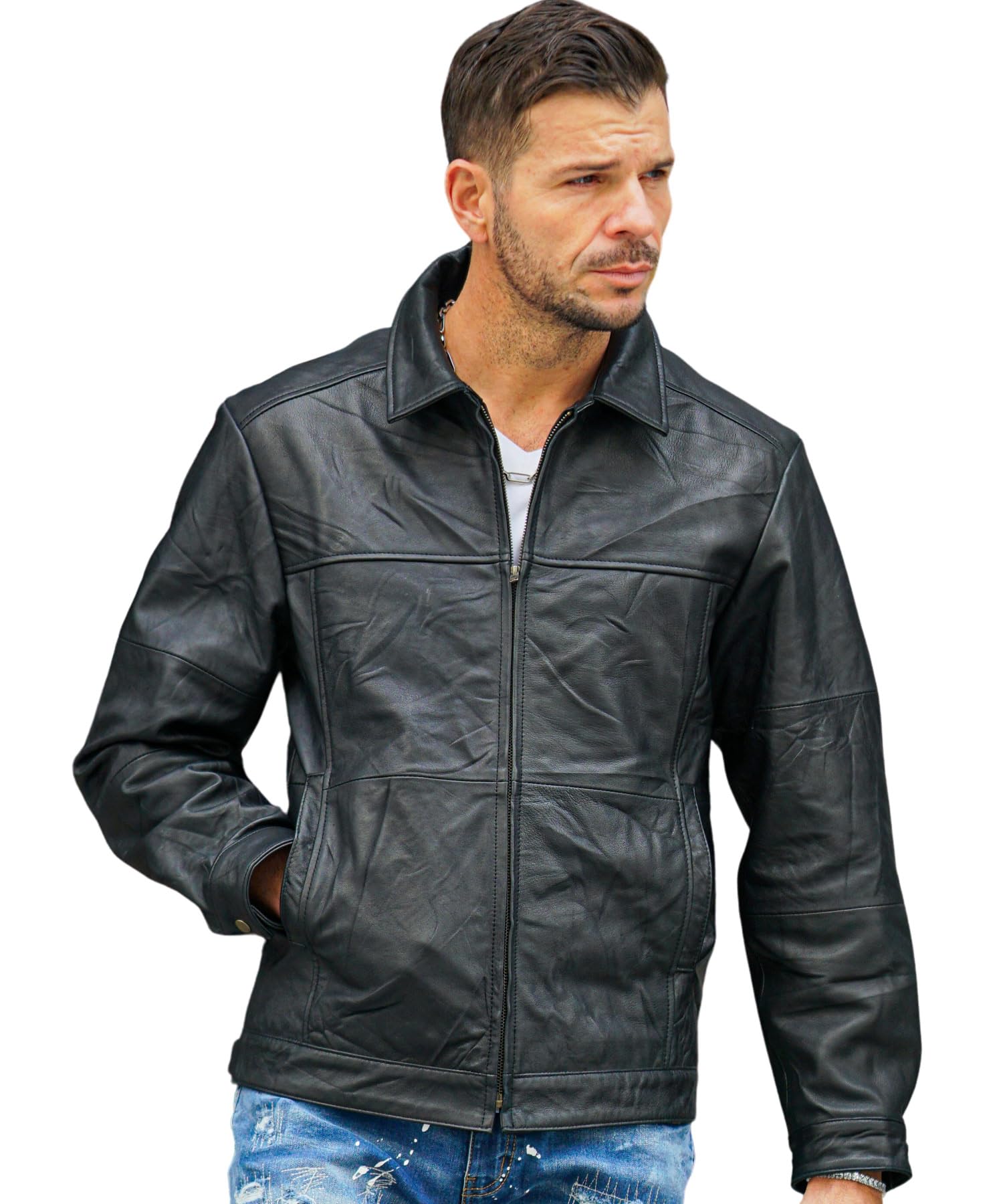 Amazon | 【本革】レザージャケット ライダースジャケット メンズ 革