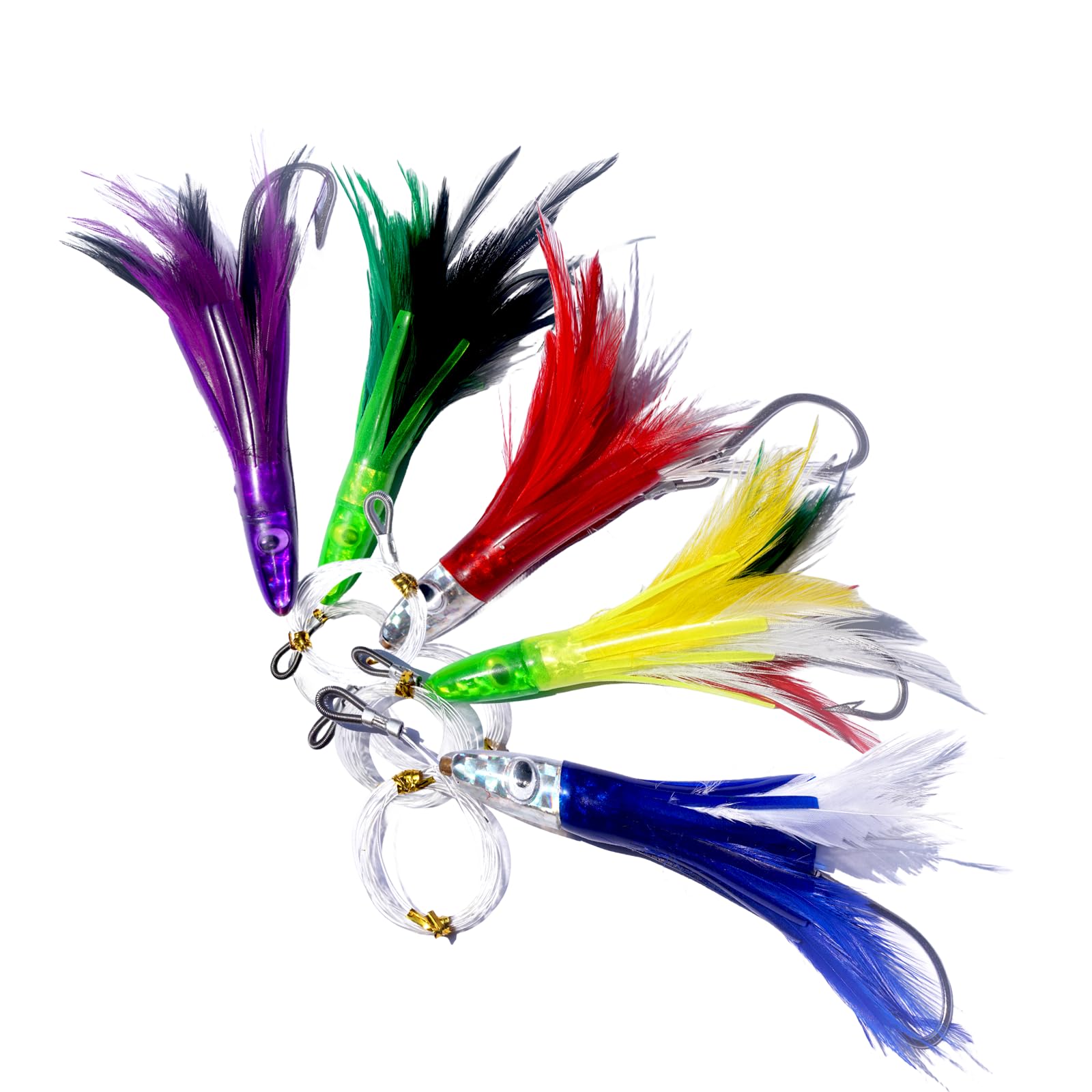 Amazon.co.jp: トローリングルアー 羽 5色 6インチ 完全リグ マグロ