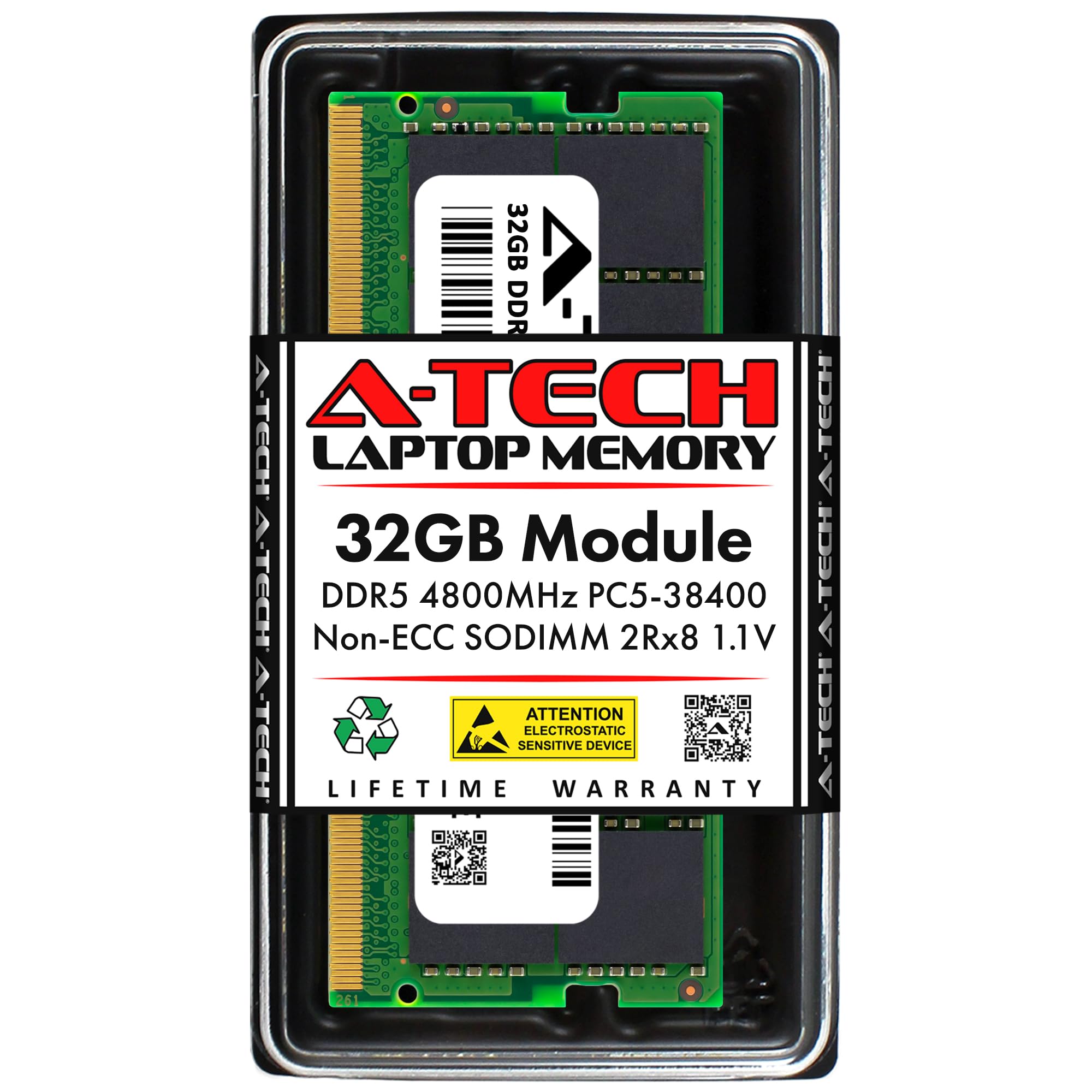 A-Tech 32GB DDR5 4800MHz PC5-38400 CL40 SODIMM 2Rx8 Dual Rank 1.1V
