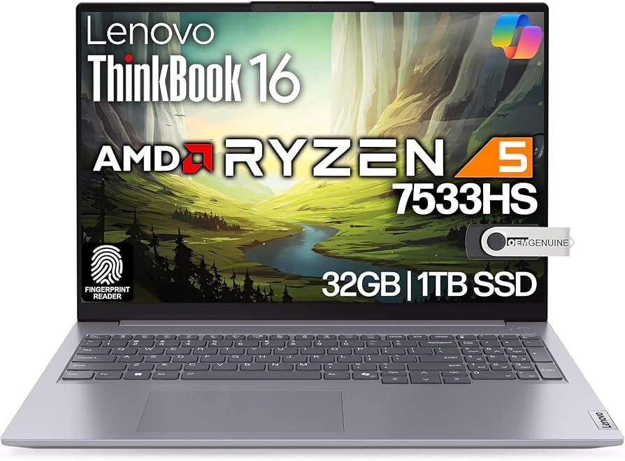 Amazon.com: Lenovo ThinkBook 16 G7 Business Laptop, 16” FHD+, AMD