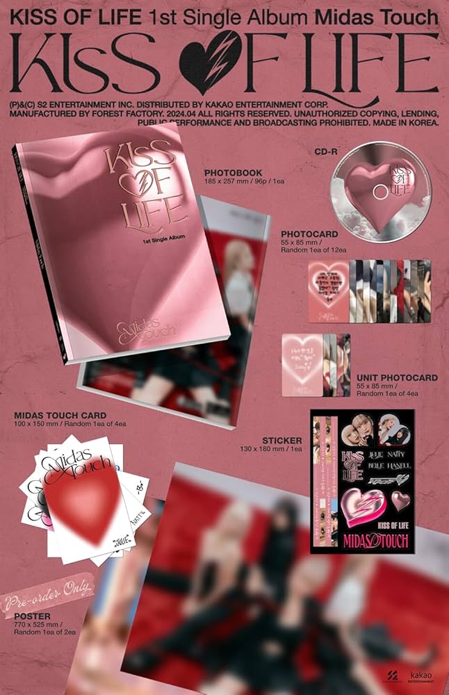 KISS of Life Midas Touch 1st Single Album CD+Photocard+Contents+