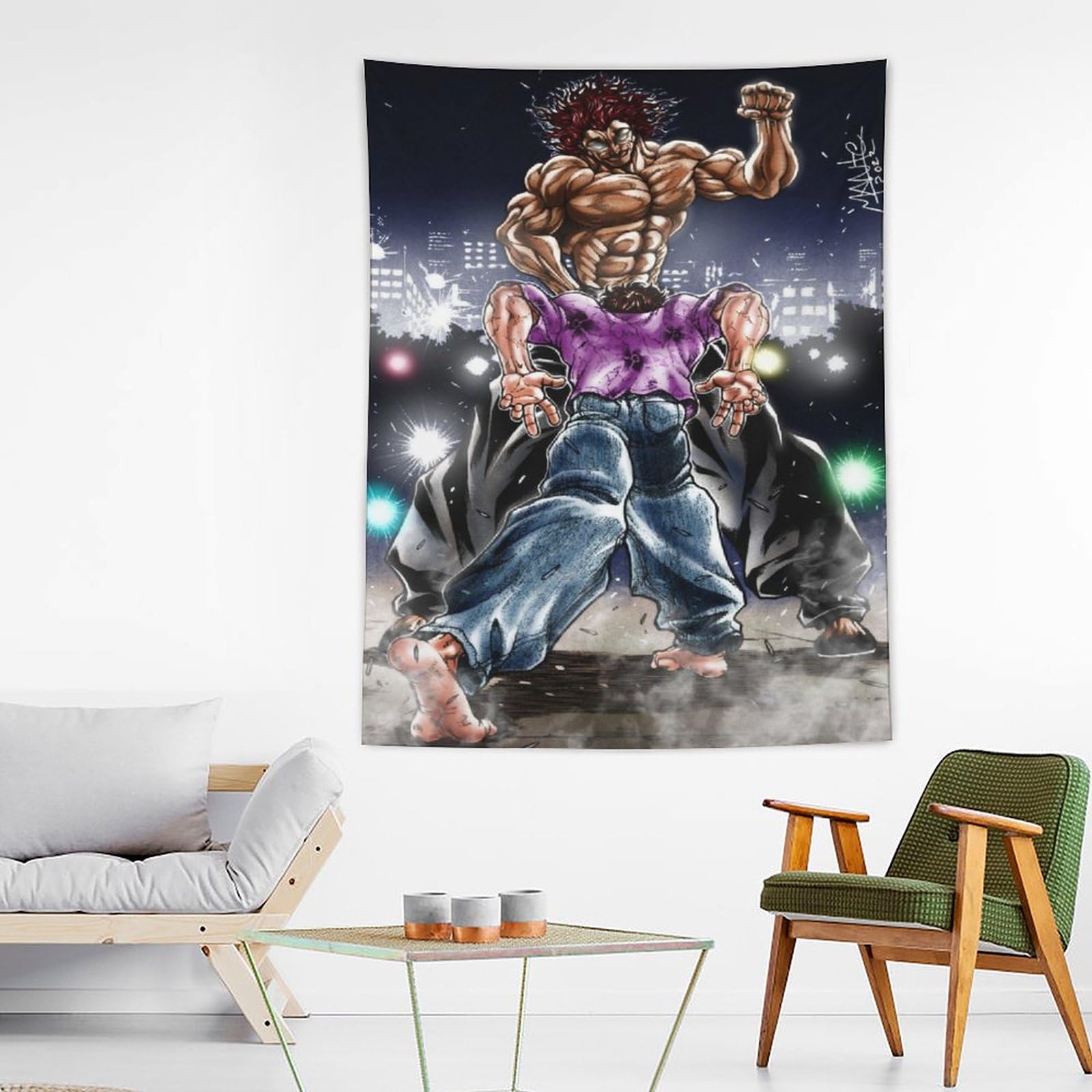 Amazon.co.jp: 範馬 刃牙 格闘 範馬勇次郎 タペストリー 壁掛け 人気
