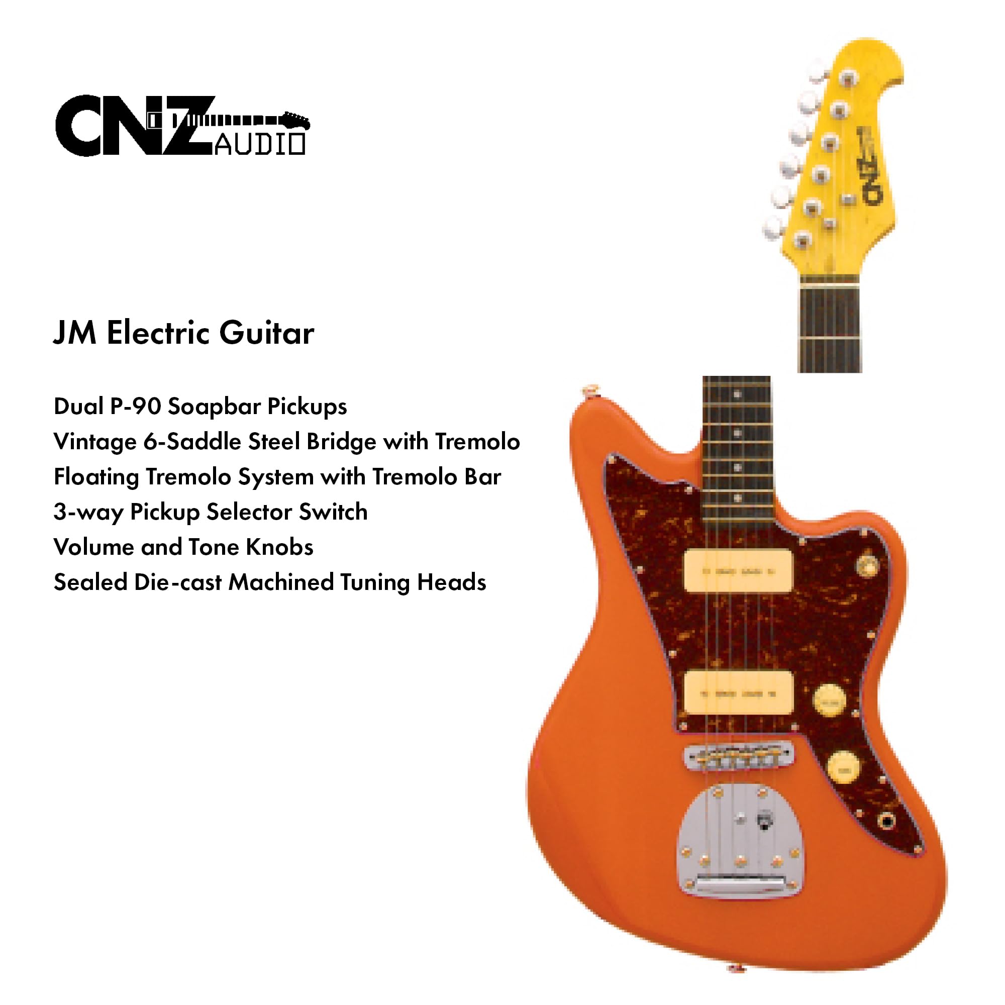 Amazon.com: CNZ Audio JM Electric Guitar - Daphne Blue Finish