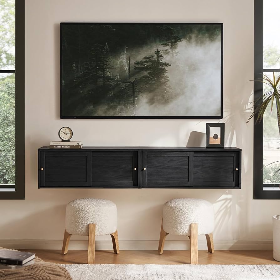 Amazon.com: mopio Lauren Floating TV Shelf, Multi-Purpose Modular