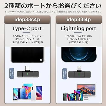 Amazon.co.jp: IdeaThink ワイヤレスマイク ピンマイク 4個セット