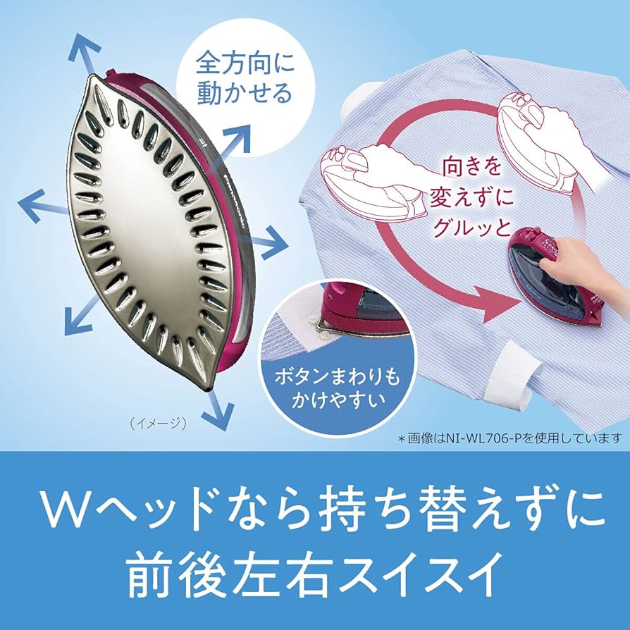 Amazon | パナソニック コードレススチームWヘッドアイロン ピンク NI