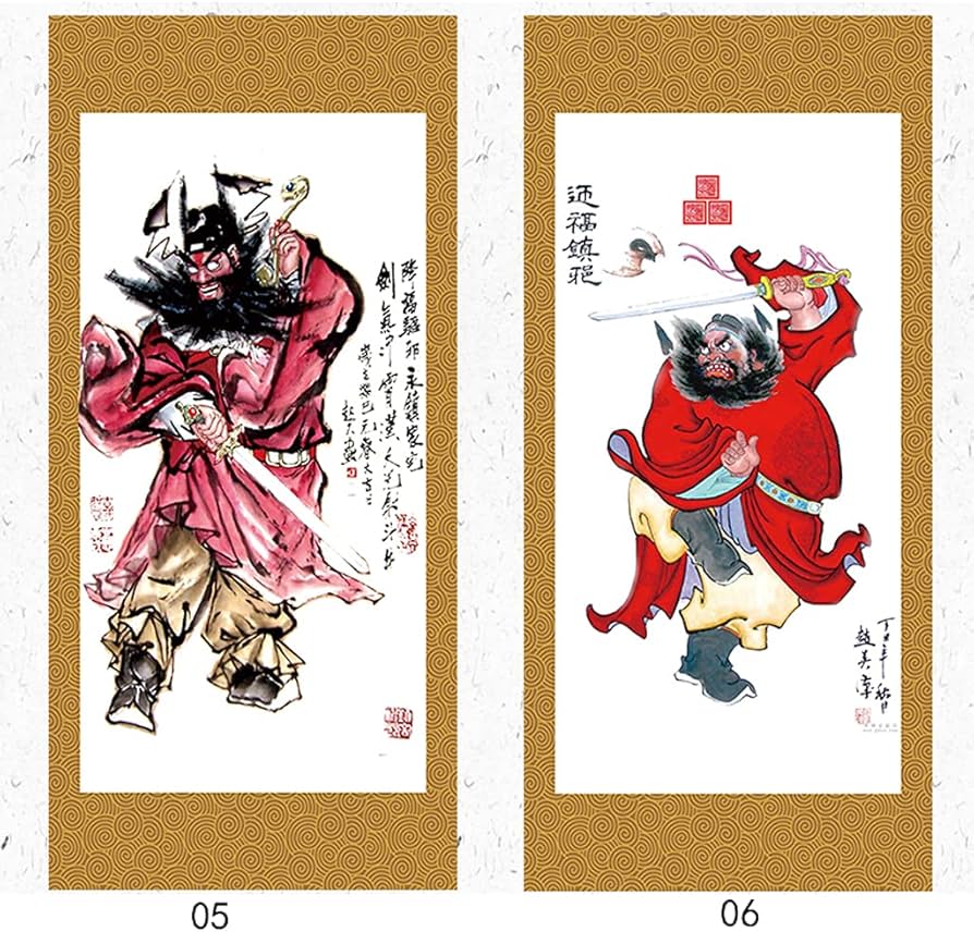Amazon.co.jp: 端午の節句画掛軸-鍾馗/鍾馗様 天師鍾馗 人物画 床の間