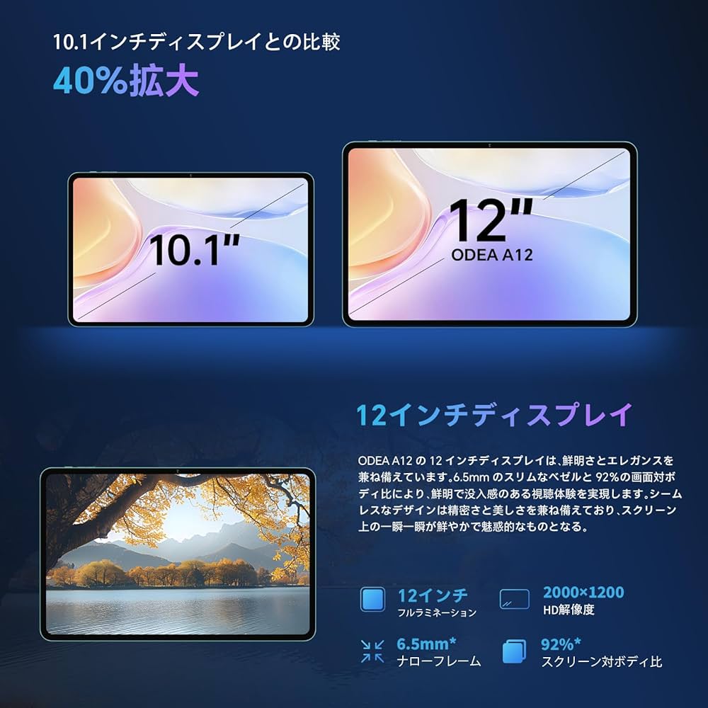 Amazon.co.jp: 【タブレット 12インチ Android 15】2K 大画面