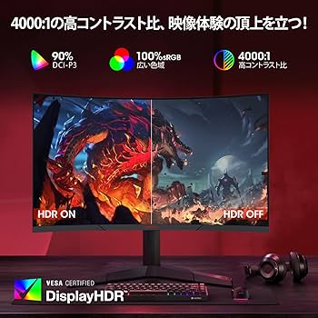 Amazon.co.jp: KOORUI ゲーミングモニター WQHD 27インチ 湾曲モニター