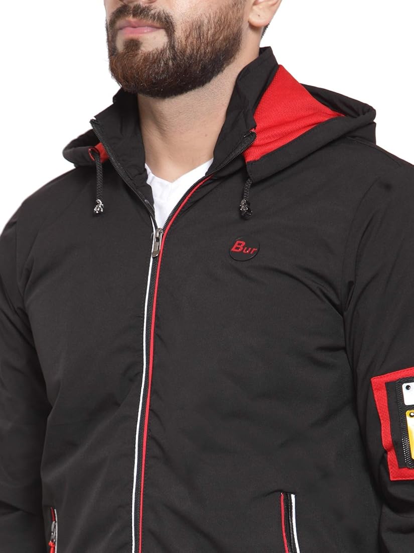 Buy Ben Martin Men's Regular Jacket Black Red - Nylon, Medium at