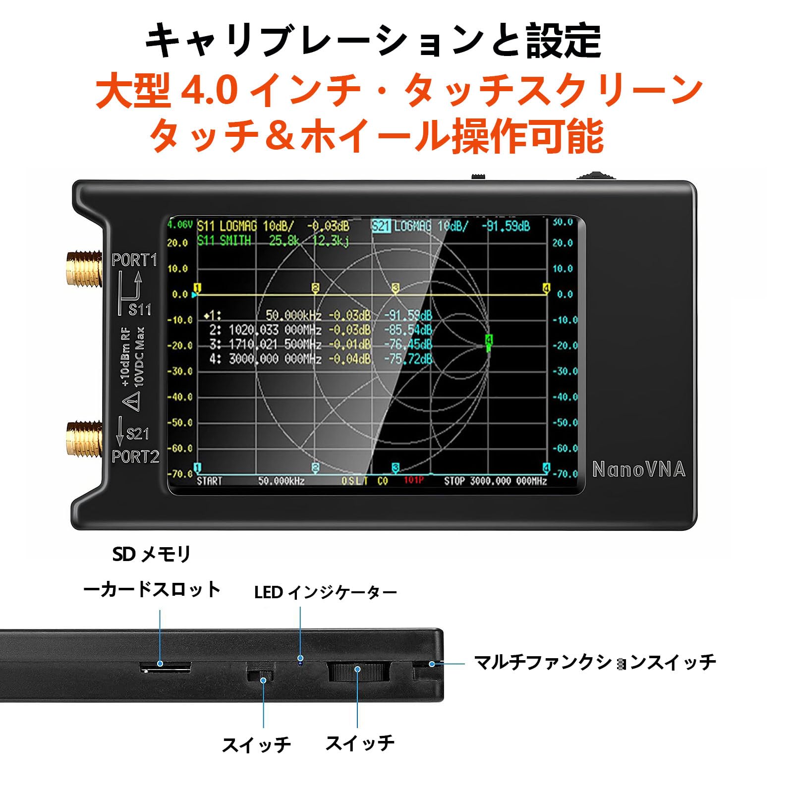 Amazon.co.jp: NanoVNA-H4 ベクトルネットワークアナライザ、V4.3