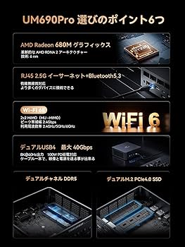 Amazon.co.jp: MINISFORUM UM690Pro ミニpc AMD Ryzen 9 6900HX 32GB